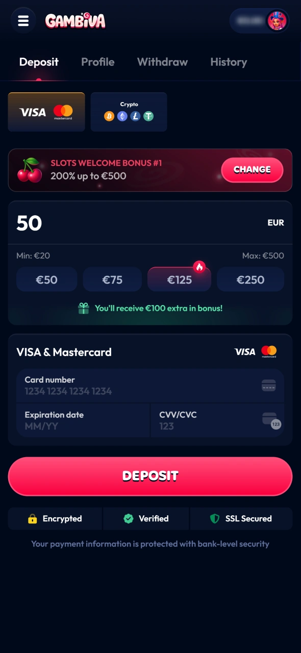 Make your first deposit on Gambiva to unlock eligible bonuses.